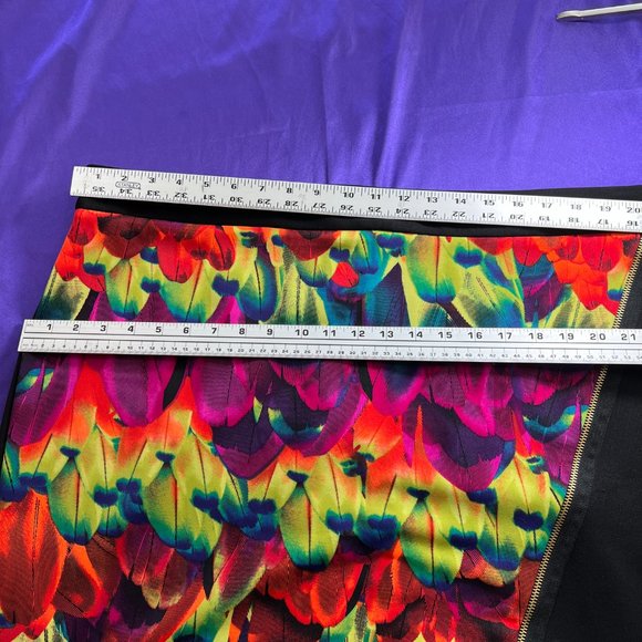 📌Worthington Eye-Catcher Exotic Print Rainbow  Color Jungle Zipper Skirt - Picture 12 of 16